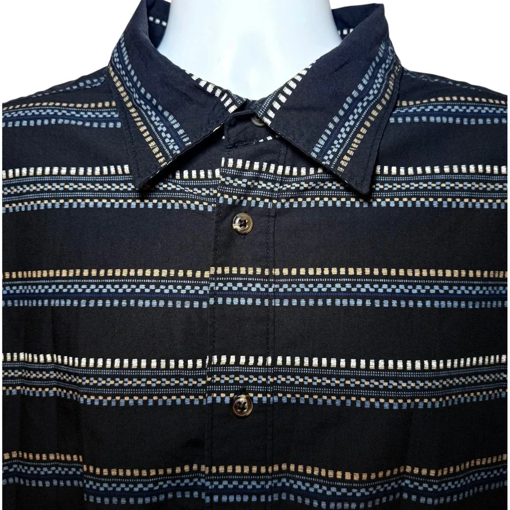 The North Face Mens XXL Black Geometric Striped Long Sleeve Button Down Shirt